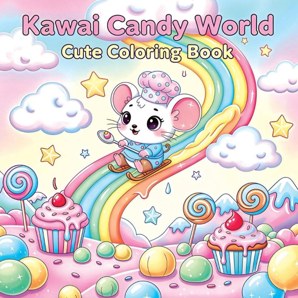 Kawaii Candy World: Cute Coloring Book, Adorable Animal Characters Engaging in Relaxation