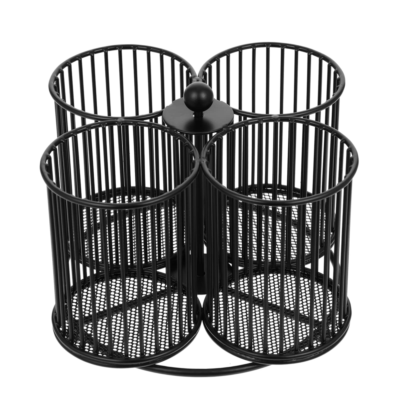 Porte-stylo Rotatif à Quatre Compartiments en Fer Noir