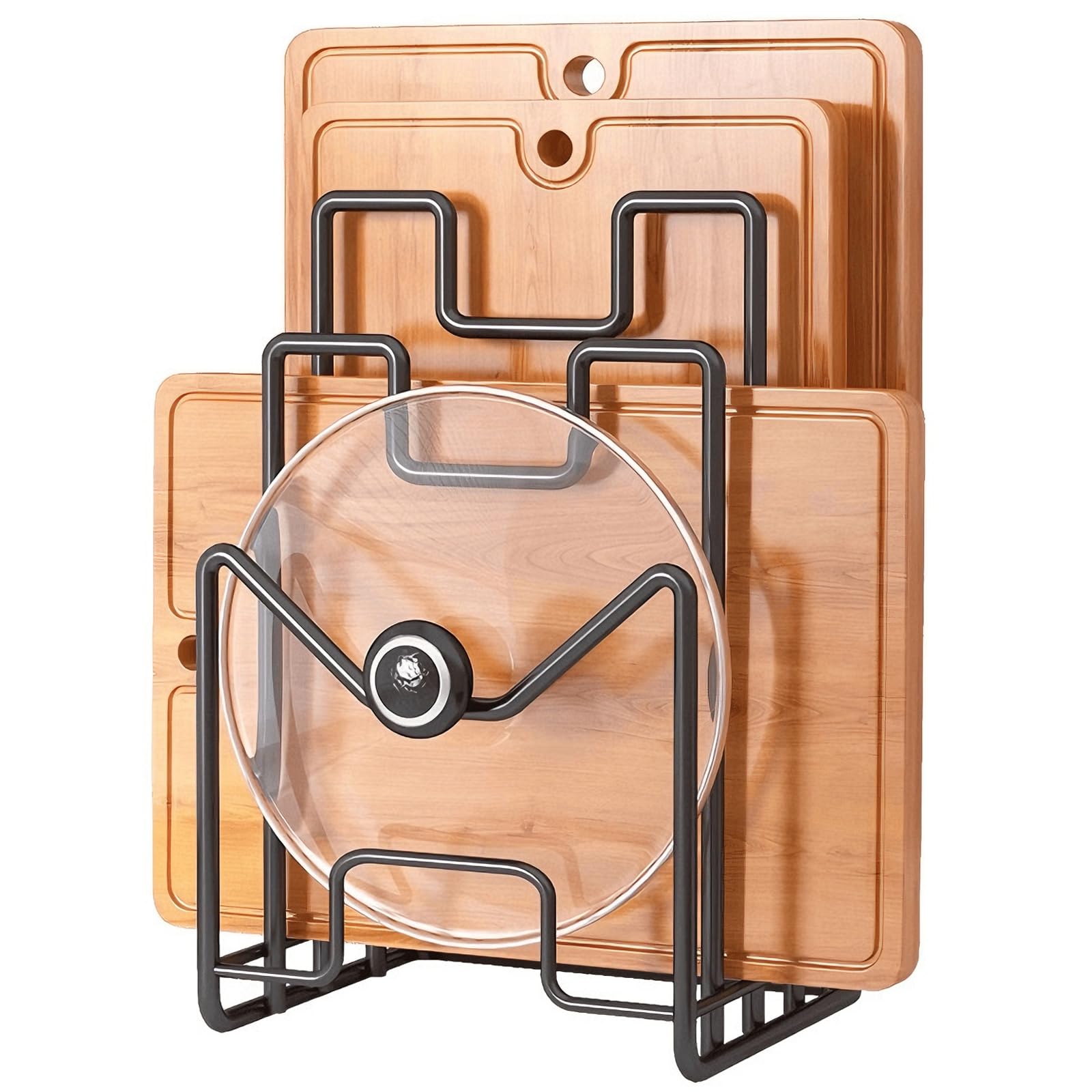 Soporte Bandejas Cocina Soporte Tabla Cocina De Metal, Organizador De Tabla De Cortar con 4 Compartimentos para tapas De Ollas, Espátulas, Platos, Bandejas para Hornear