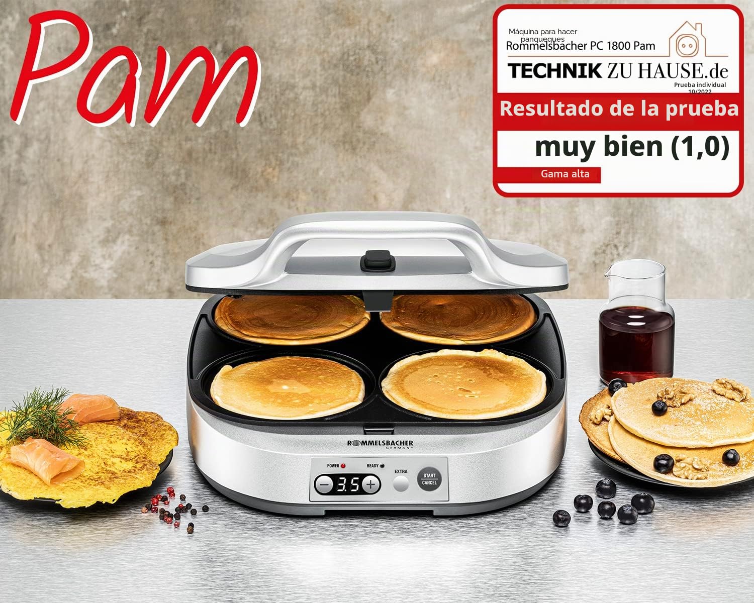 Rommelsbacher Pancake Maker 4 Baking Trace 13,5cm PC 1800 (PC 1800)