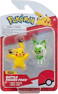 Pokémon Battle Figure First Partner 2 Pack - 2-Inch Sprigatito and Pikachu Battle Figures with Authentic Details