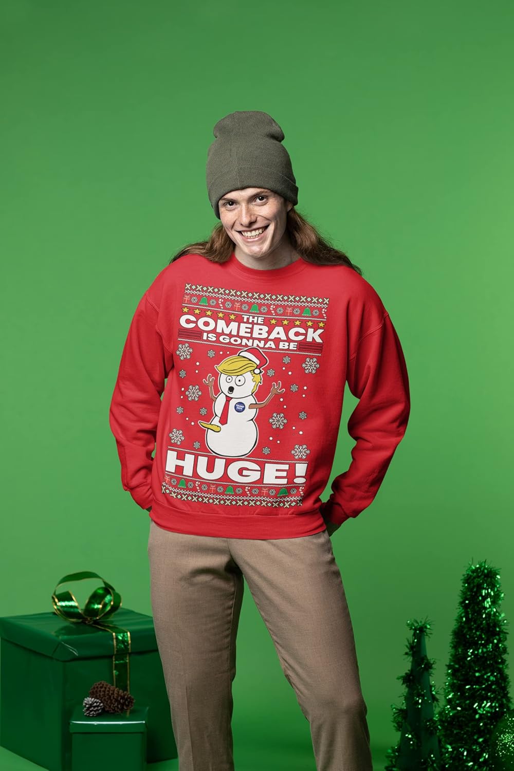 Wild Bobby Comeback Is Gonna Be Huge Funny Snowman Ugly Christmas Sweater Unisex Crewneck Sweatshirt