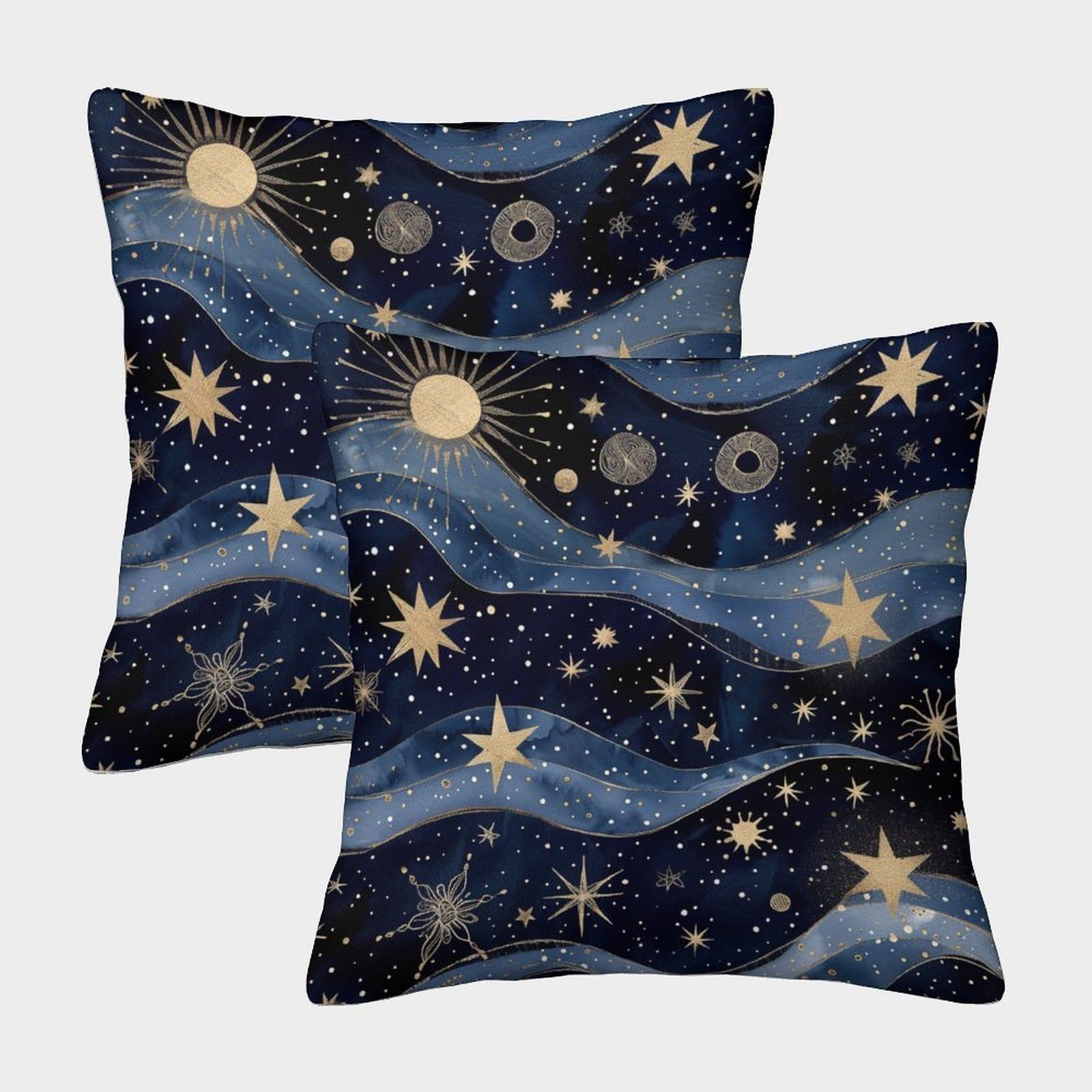 kaiyun 2 Pack Starry Sky Graffiti, Universe 3D Image Printed Single-sided Cushion Cover 45x45cm