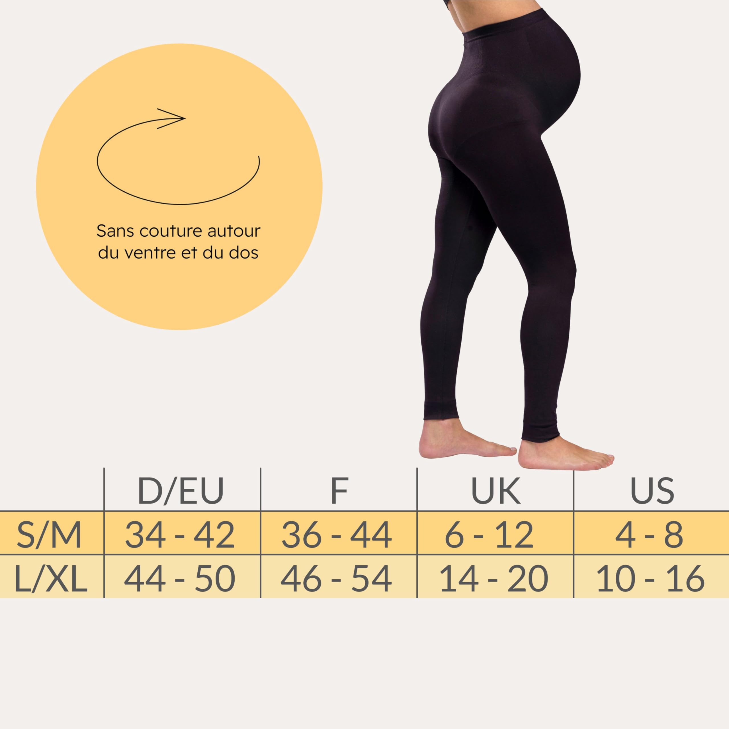 Carriwell Legging de Grossesse sans Coutures | Tissu Doux & Respirant | Soutien du Ventre & du Dos, Antidérapant & Opaque | Parfait en Toute Saison & pour Peaux Sensibles | Idéal pour Le Fitness S-XL