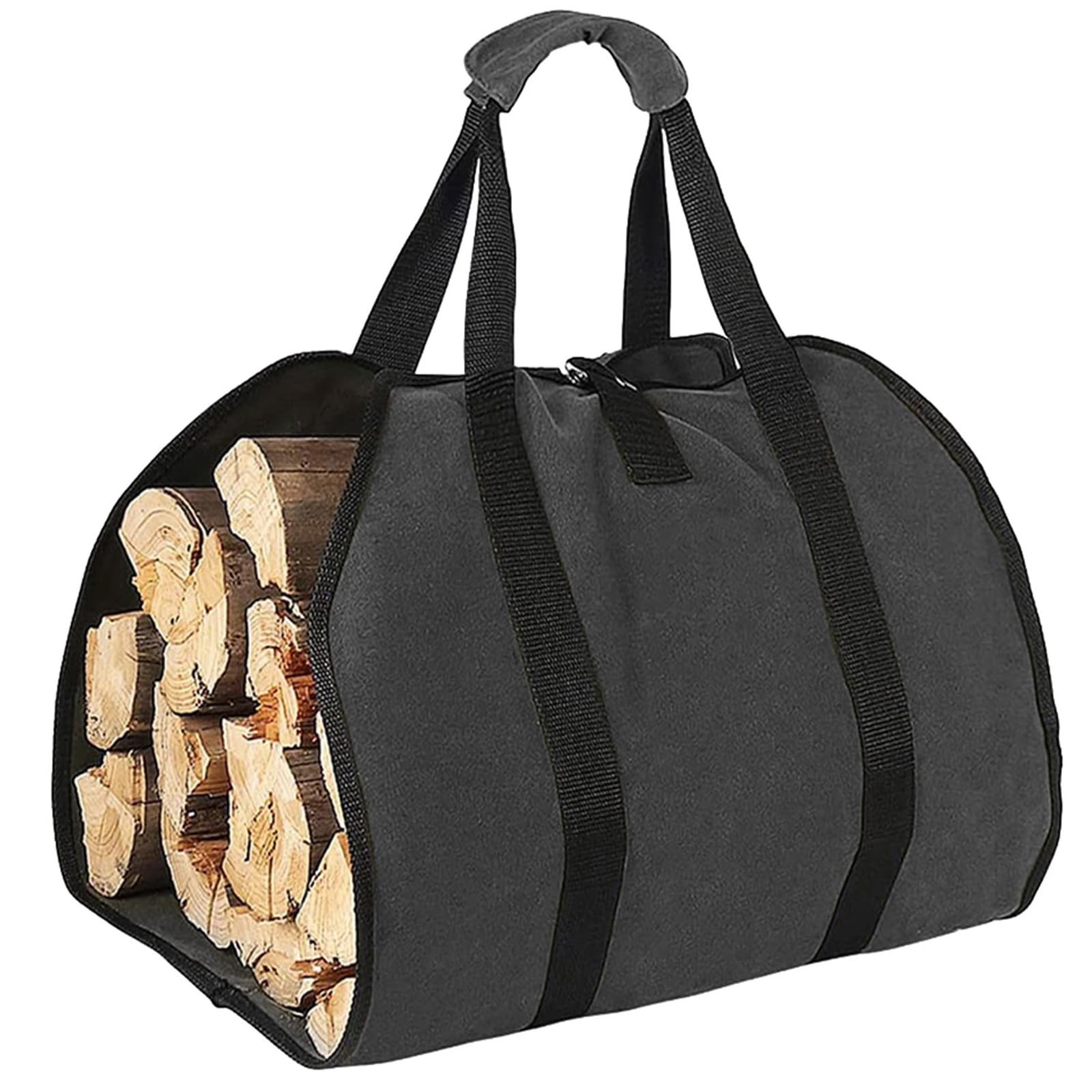 Buxuaaaa Wood Bag with Handles Practical Canvas Wood Storage Bag and Space Saving Storage Container