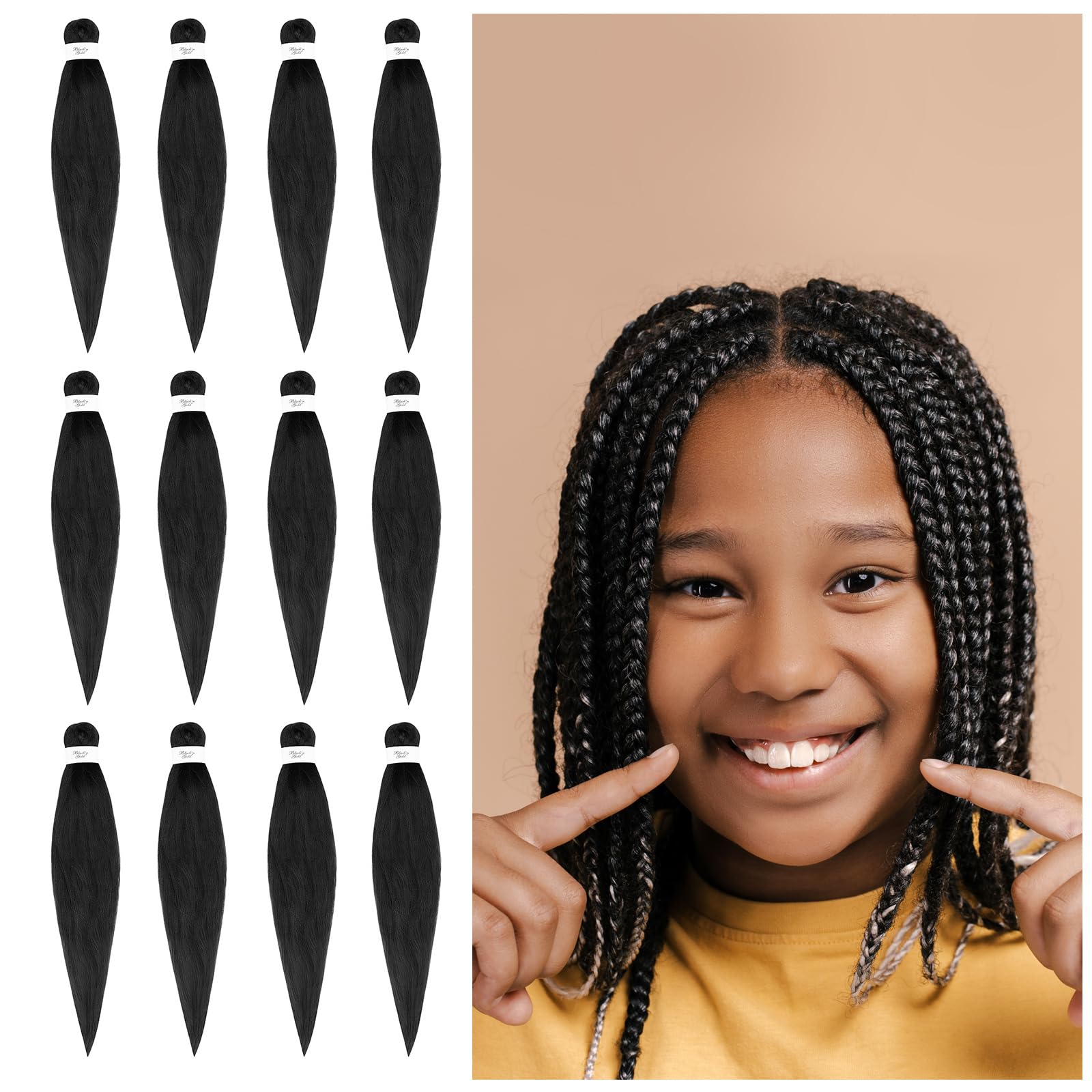 Amazon.com : BNG 4X Kids Pre-Stretched Braiding Hair, 16 inch 3
