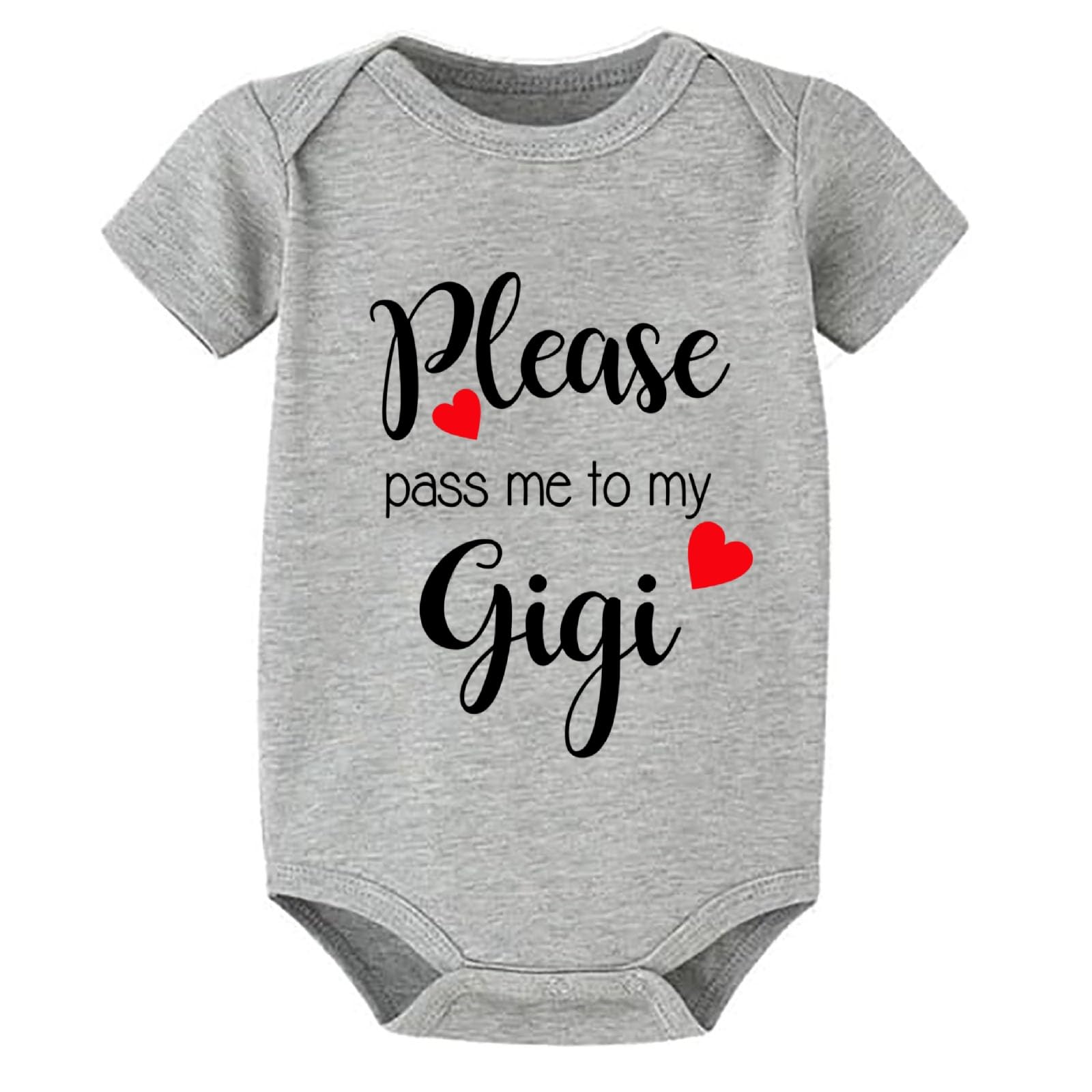 WOOYONGING Please Pass Me To My Gigi Coming Home Outfit Short Sleeve Baby Girl Romper White Baby Romper 0-3 Months Girls
