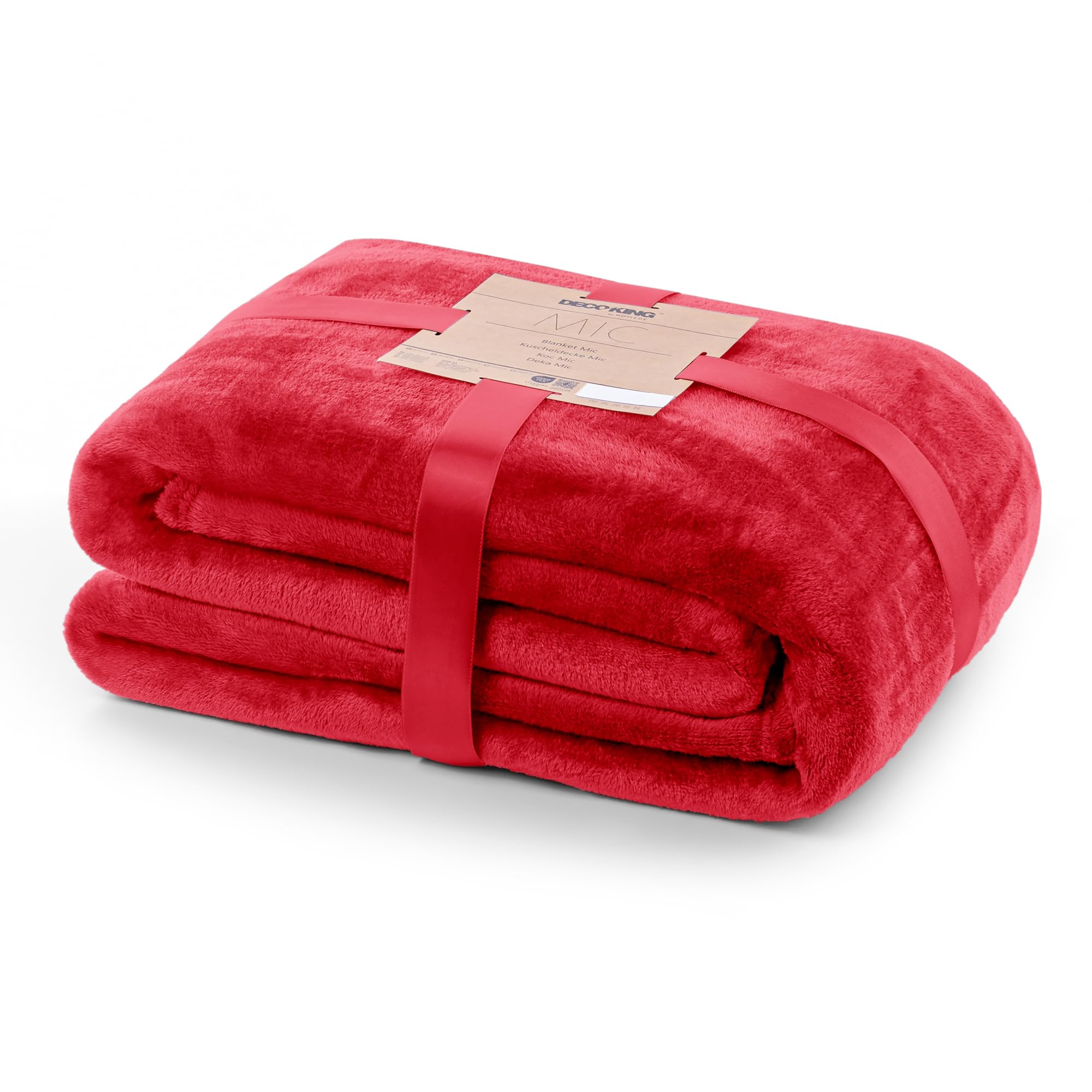 DecoKing Cuddly Blanket 160 x 210 cm Microfibre Bedspread Fleece Soft Cuddly Red Mic