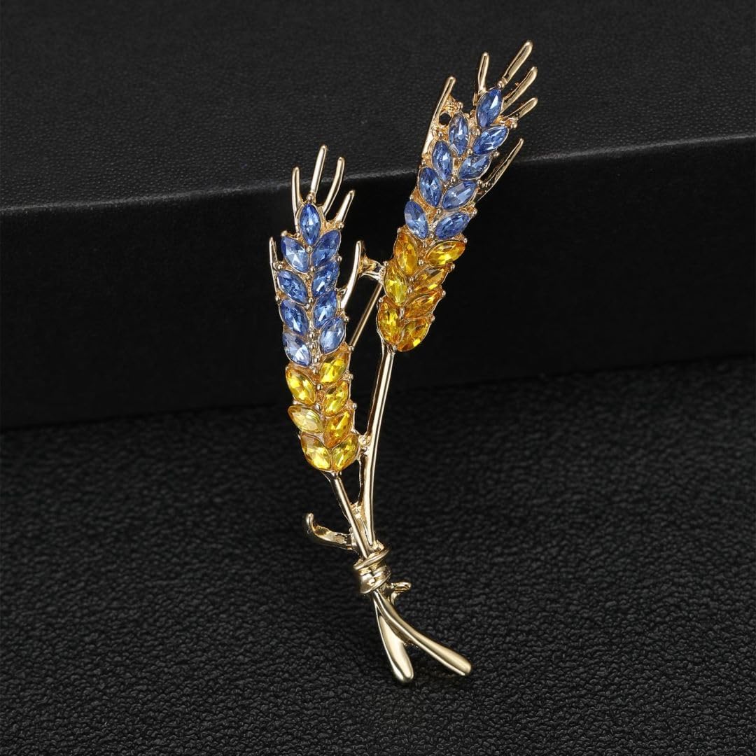 Ukrainian Flag Brooch Creative High Beauty Wheat Ear Breast Pin Simple Suit Coat Fashion Breast Flower Pin Accessories - Image 7