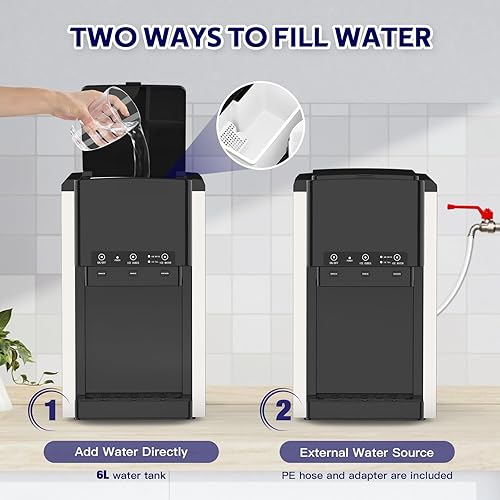 Miniatura 5 de ADVWIN Dispensador de agua 3 en 1 con máquina de hielo, encimera de máquina de hielo de pepita, hielo bala, hielo triturado, enfriador de agua, 44