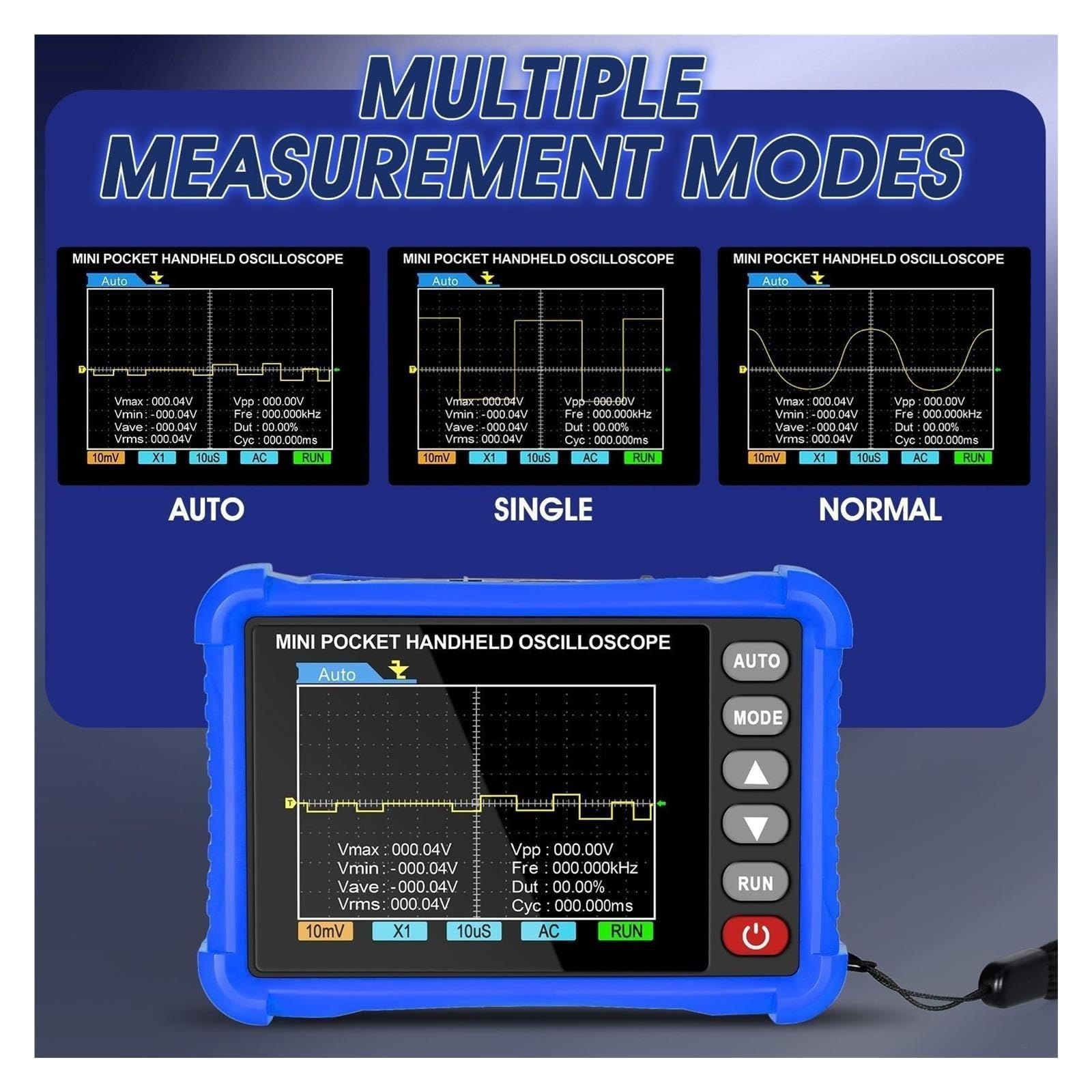 Osciloscopio digital, Osciloscopio portátil BT-500K 500kHz 2,5 MS/s alcance Digital de bolsillo,8 LCD herramienta reparación tipo C