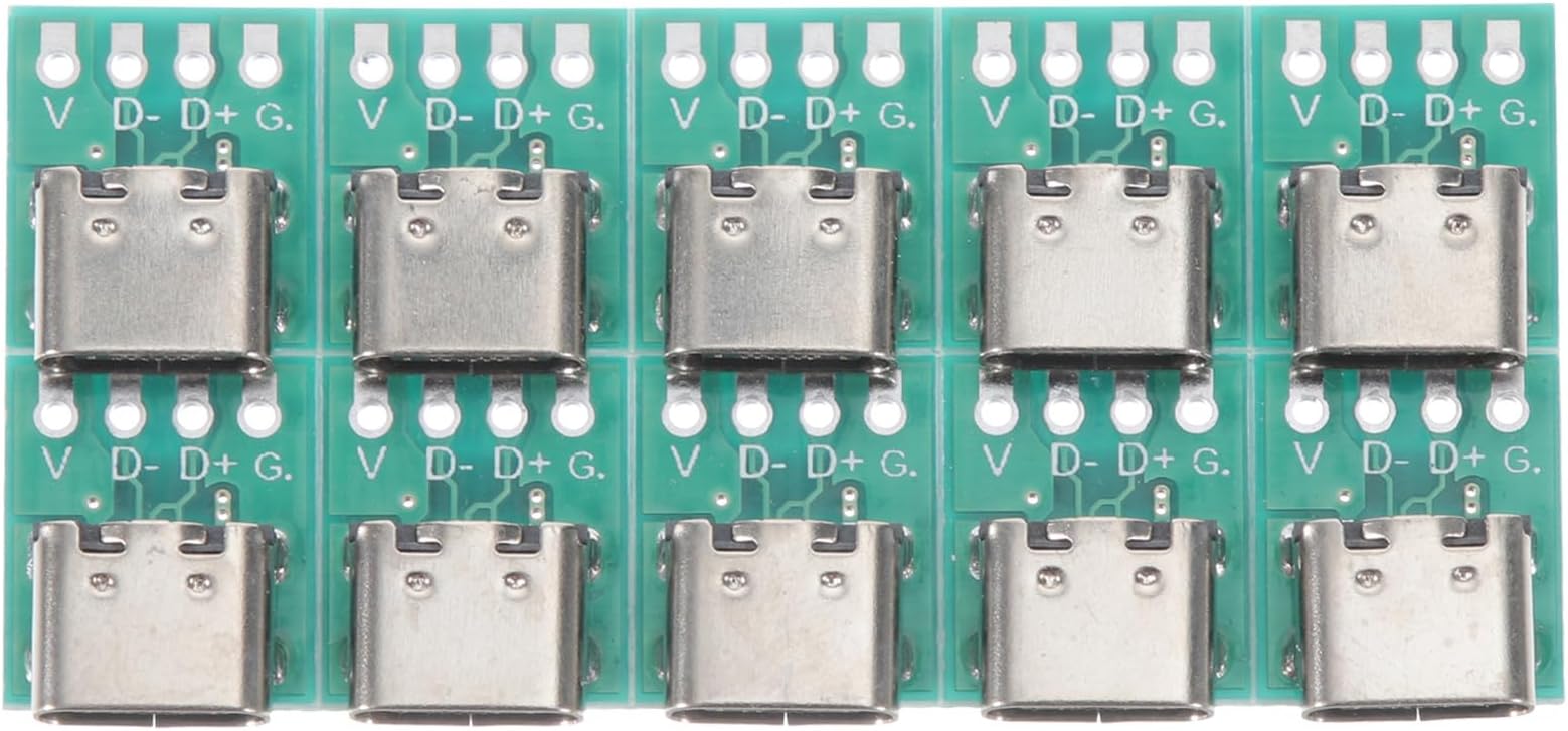 USB 3.1 Type C Connector Board 10 Pcs DIY Female Serial Receptacle Adapter with Pcb Conversion Module for Data Cable and Basic Branch Use