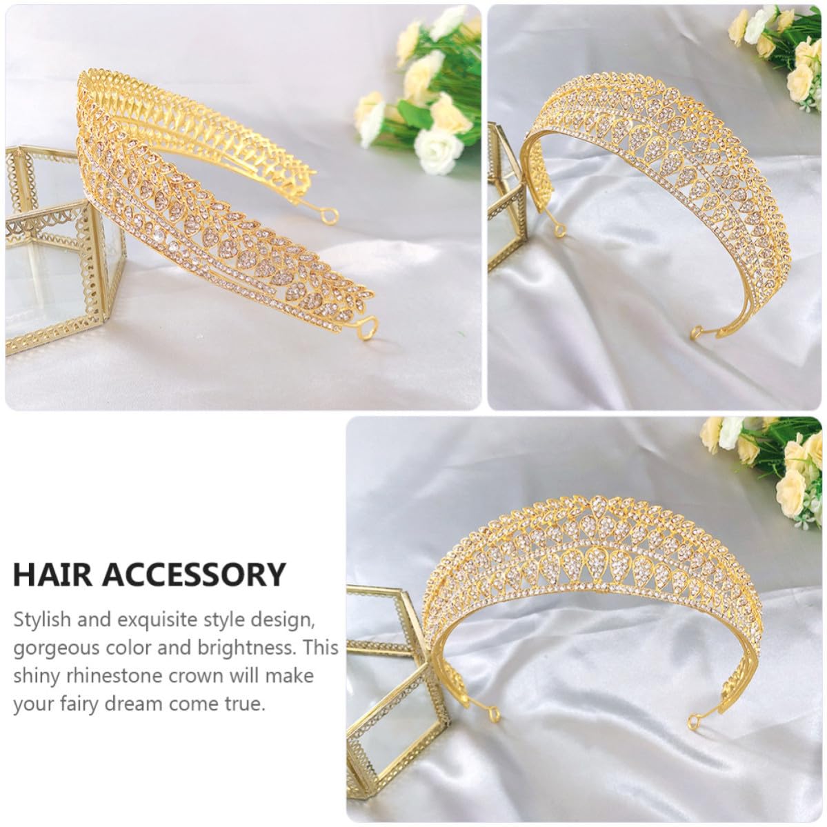 Elegant Wedding Crown Tiara Headband for Women Bridal Rhinestone Headwear with Zinc Alloy Material and Jewelry Embellishment for Wedding and Engagement Occasions