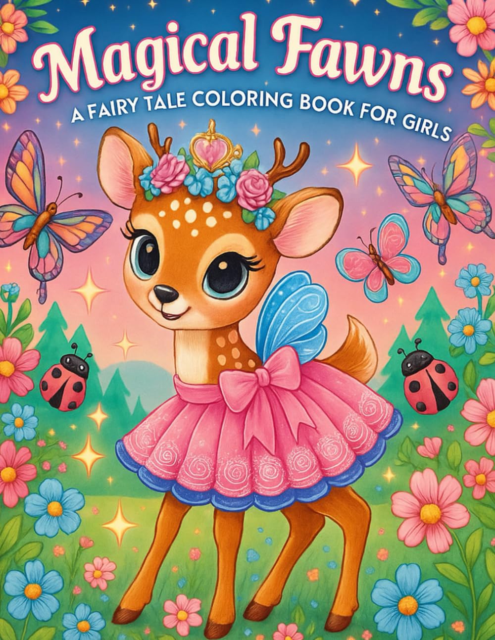 Magical Fawns: A Fairy Tale Coloring Book for Girls | 30 Adorable Fawns in Magical Dresses, Forest Scenes and Enchanted Nature