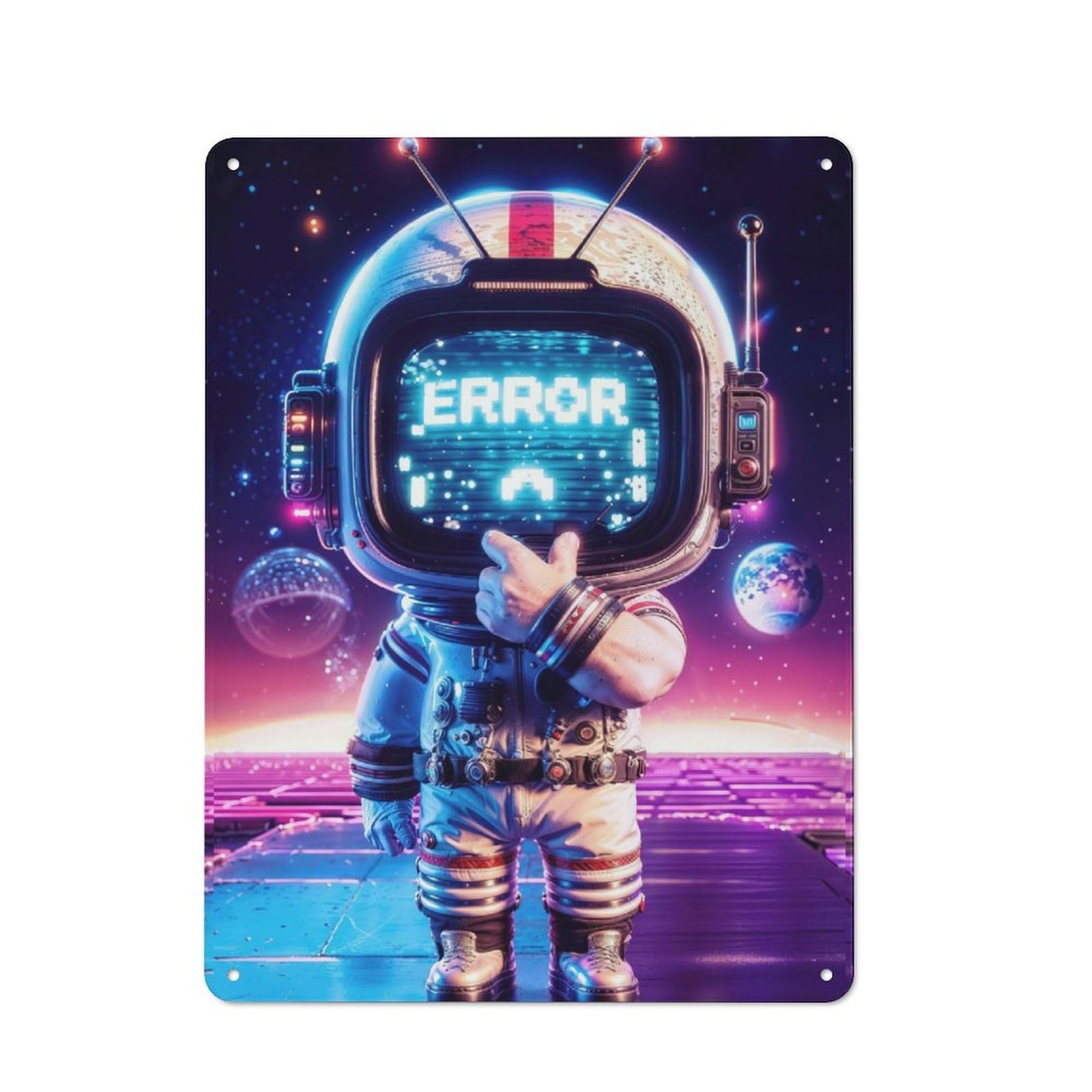 Junmoney Space Error 40X30cm Retro Tin Wall Plaque With For Pub Or Café, A Winter Wall Decor Update For Café Interior Fans