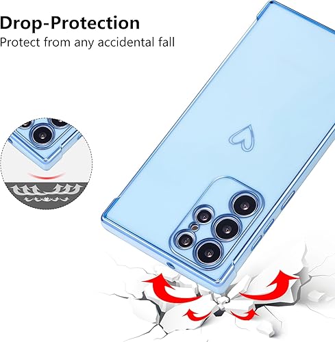 Miniatura 3 de ZTOFERA Funda diseñada para Samsung Galaxy S22 Ultra 5G, bonito borde chapado con patrón de corazones de amor con protección para lente de cámara,