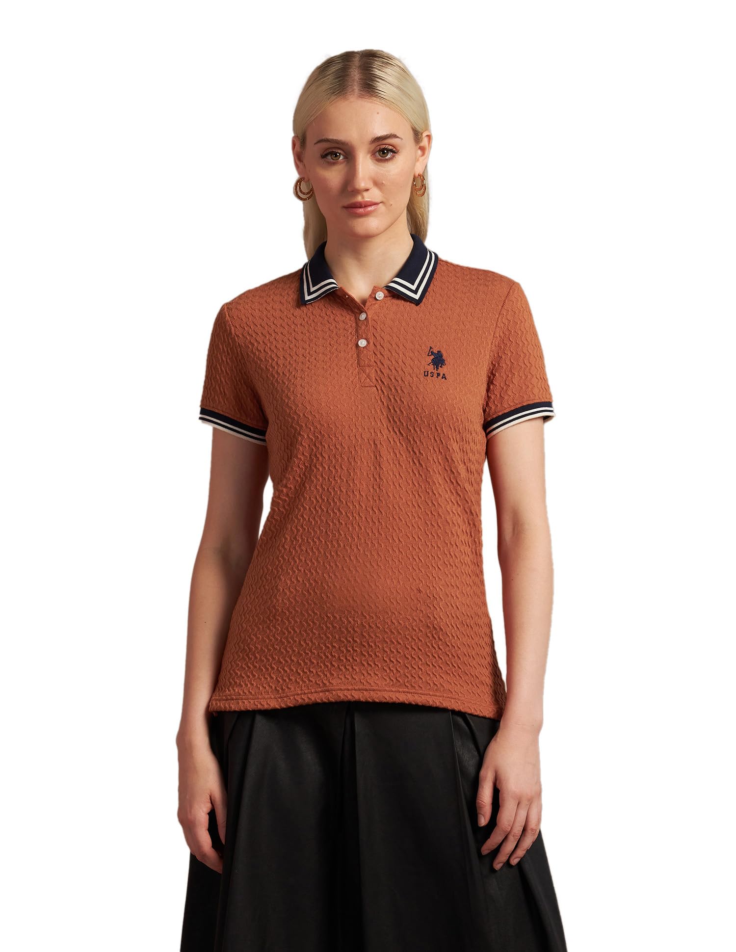 Women's Regular Fit Polo Shirt (UWAW24PTS094_Rust-image-38