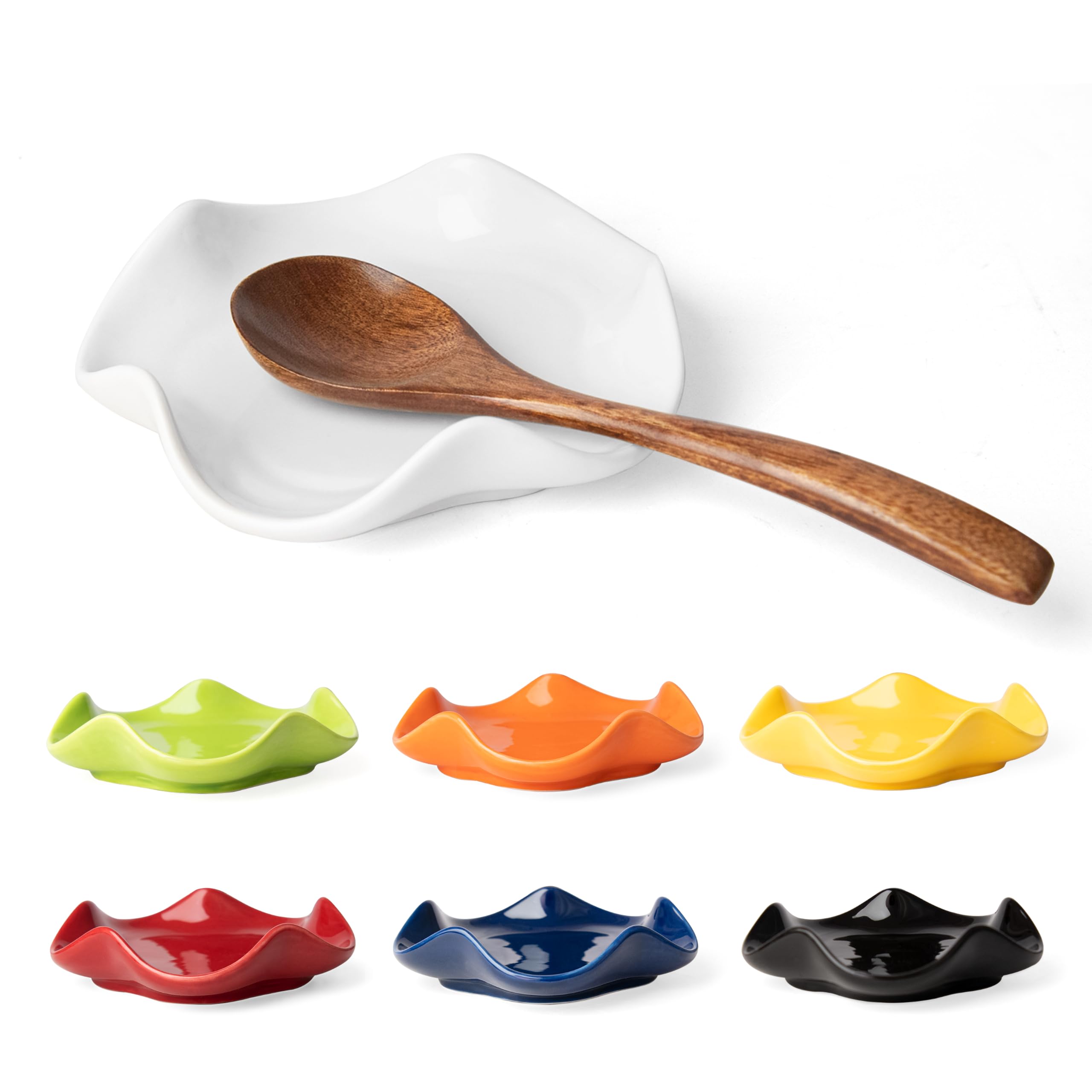 Spoon Rest for Stove Top, 5.3 Inch Ceramic Spoon Holder for Kitchen Counter