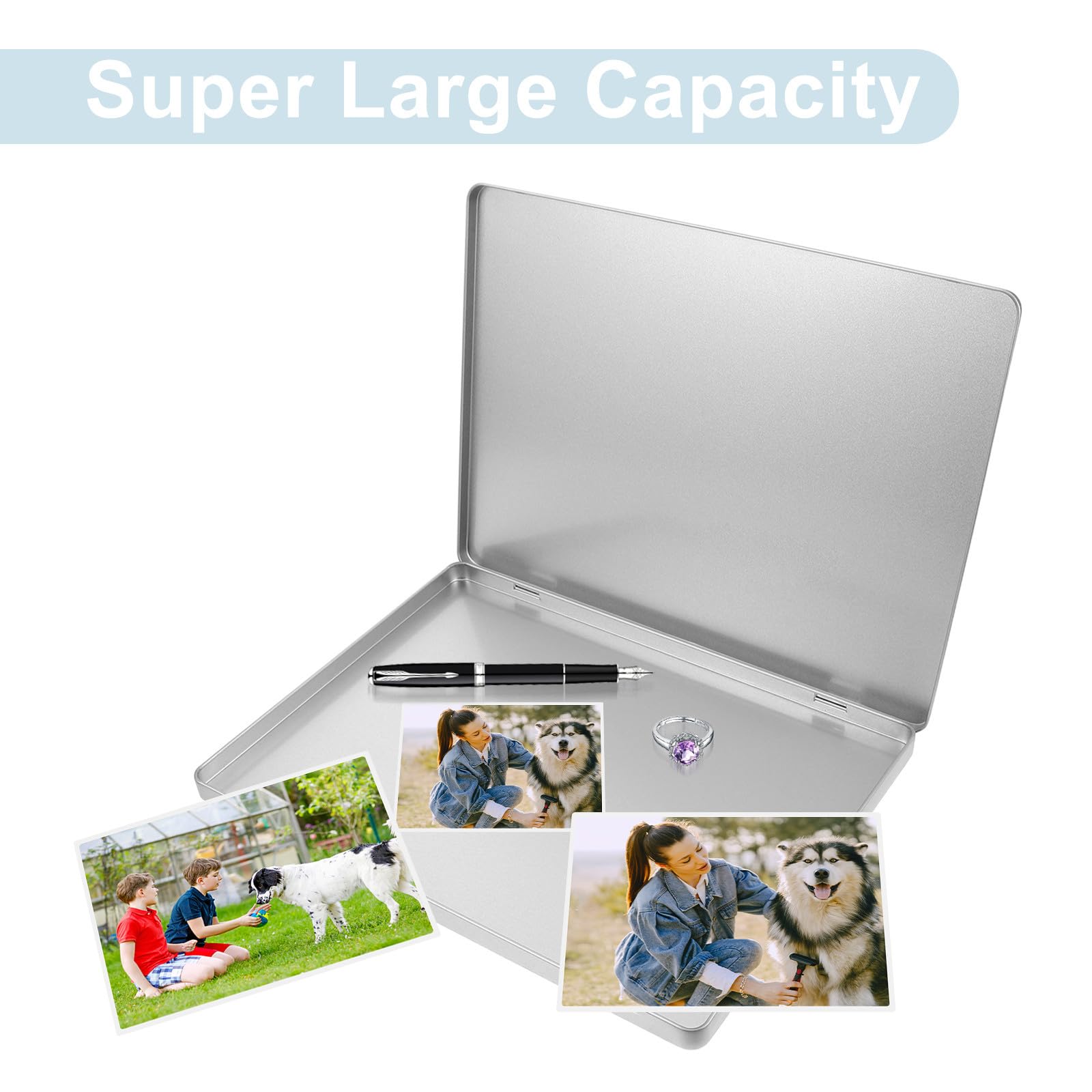 Große Dokumentenaufbewahrungskoffer aus Eisen mit Deckel Tragbare Foto Organizer Aufbewahrungsbox für Fotoalben und Büromaterial Leicht zu Transportieren für Reisen und Neuordnung