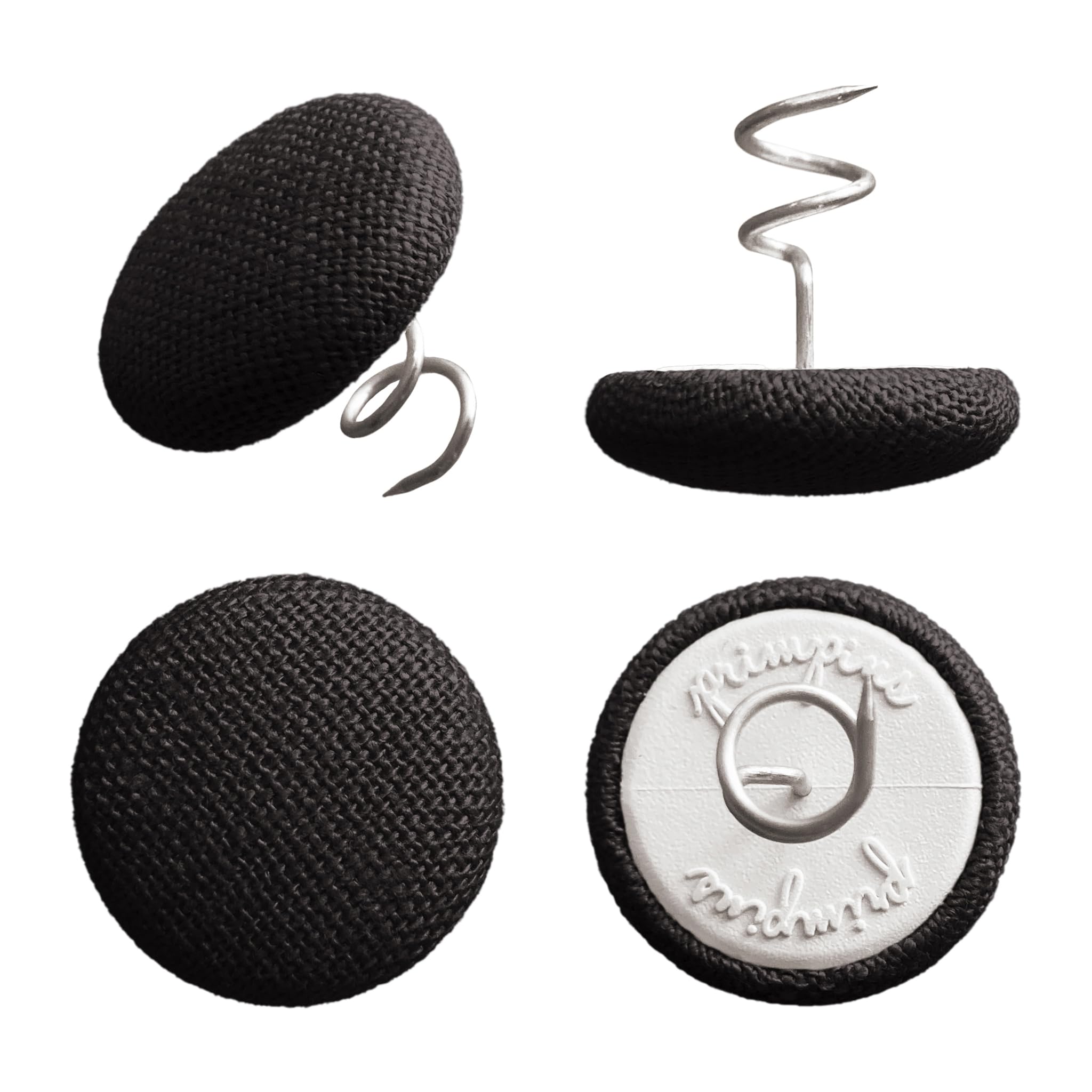 Long Upholstery Pins - Classic Linen - 20 Colors Available - Fabric Covered Button Twist Pins - Keeps Furniture Covers in Place (Set of 12, Black)