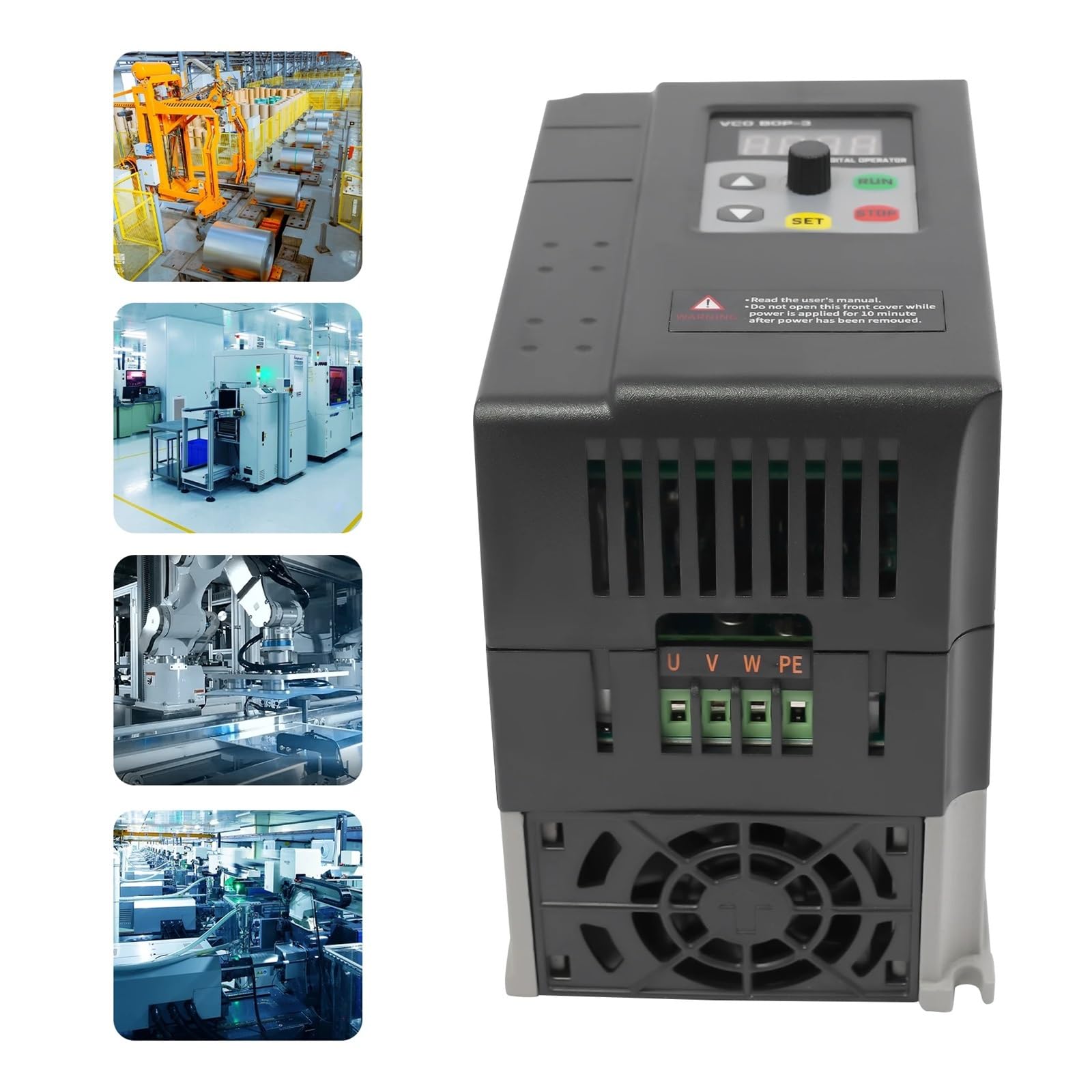 EDEDE Variador de Frecuencia Inversor de frecuencia 380 V 1,5 kW, trifásico, VFD, variador de frecuencia, convertidor de Velocidad, V/F, 3 entradas, 3 Salidas, variador de Velocidad Ajustable