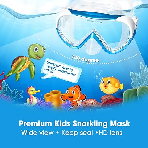Miniatura 2 de Kids Snorkel Set Anti-Fog Snorkel Diving Mask, Tempered Glass Child Swim Mask Anti-Leak Dry Top Snorkel, Professional Kids Swim Goggles and Snorkel