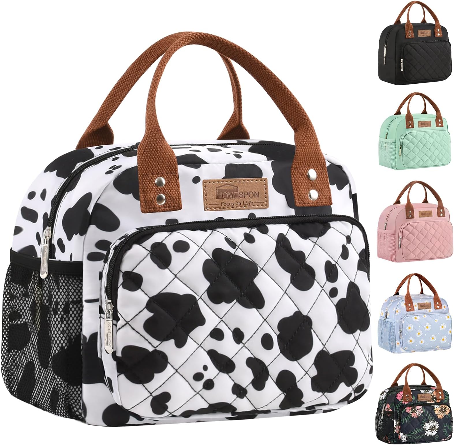 – HOMESPON Insulated Lunch Bag for Women Men Work Adult Cool Bag Lunch Box Container Ladies Lunch Tote (Cow Print)