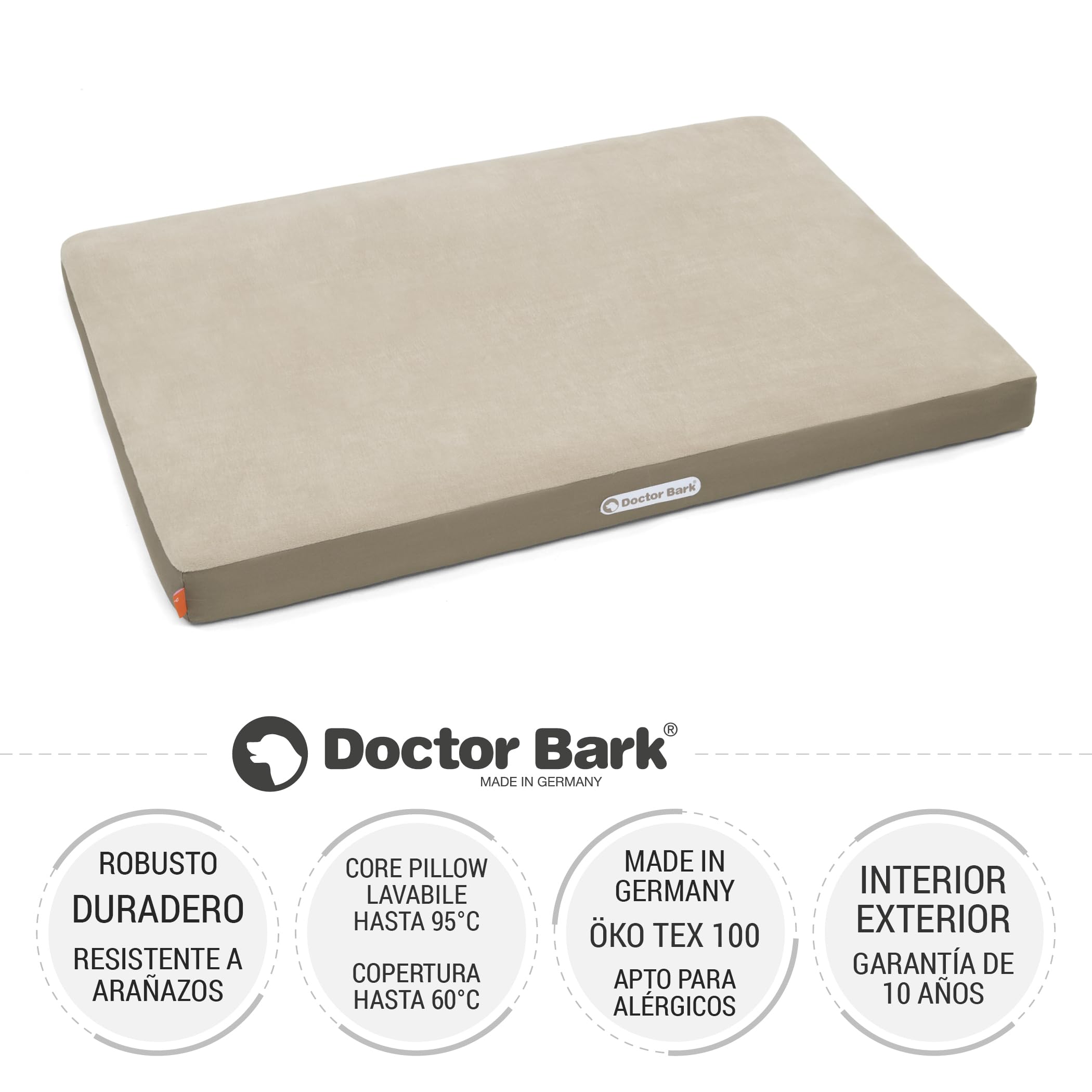Doctor Bark | Colchón ortopédico para perros con superficie de descanso de forro polar, cojín de descanso lavable para perros grandes (L - 100 x 70 cm, beige - marrón dorado)