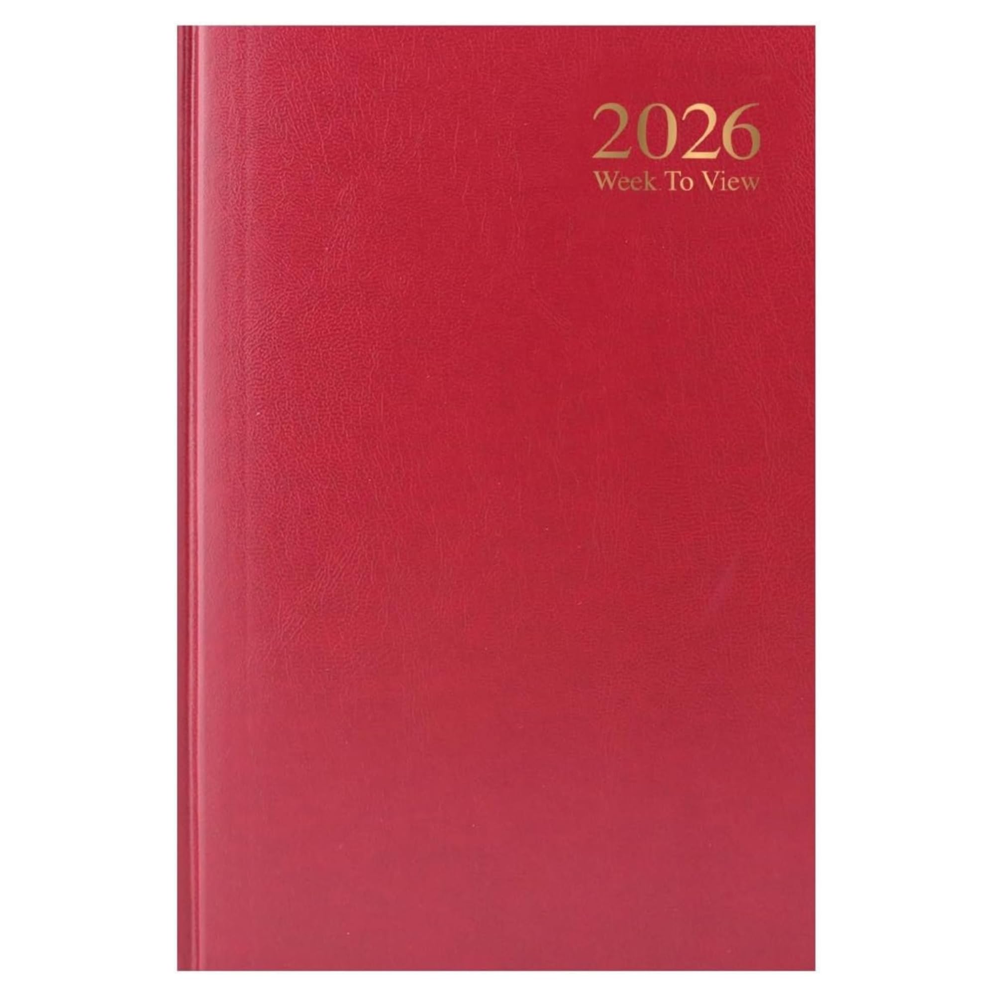 A5 2026 Diary Week to View Red Casebound Cover Yearly Diaries WTV Organiser with Ribbon Marker for Business, Office, Home, Appointments