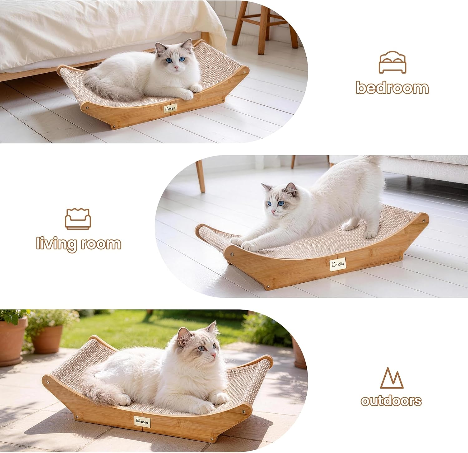 Sisal Cat Scratcher Bed, Cat Hammock Lounge, Cat Furniture & Nail File Scratcher, Scratching Post for Indoor Adult Cats