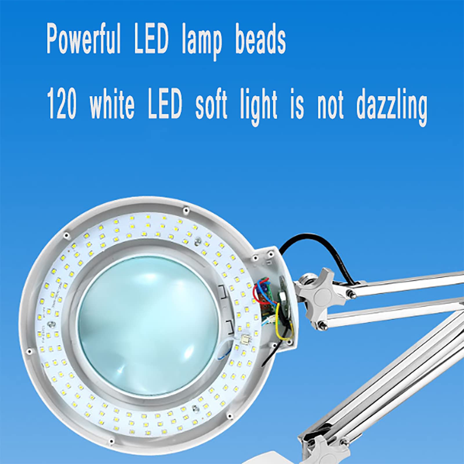 Lampa Powiększająca, 10-krotna Składana Lampa Biurkowa LED Okulary Powiększające Ze Światłem I Regulowanym Ramieniem Obrotowym, Regulowanym Kątem Wysokości I Jasnością, Dla Osób W Podeszłym Wieku