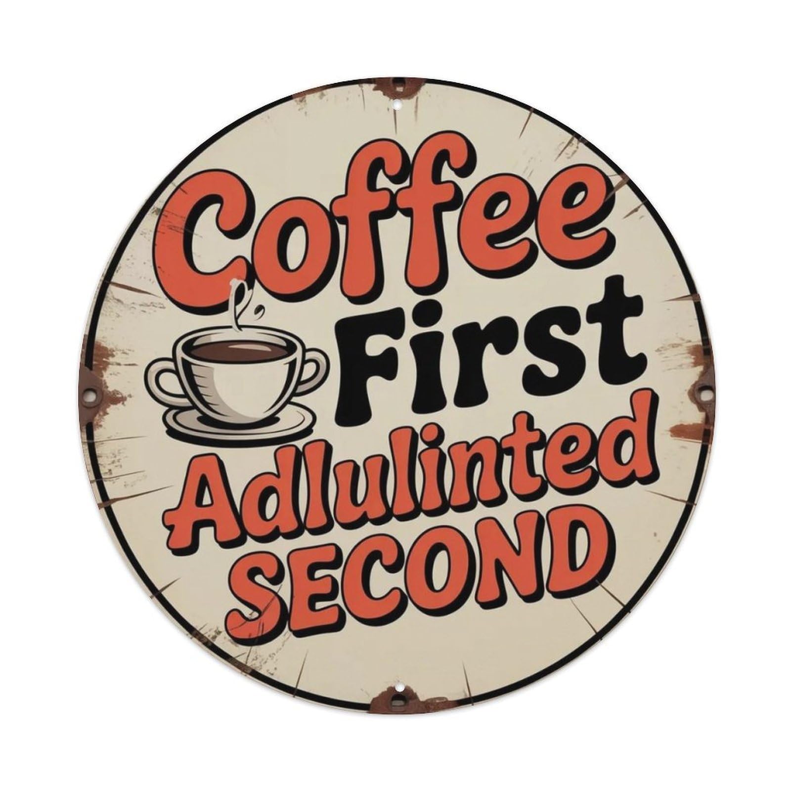 Coffee First Retro Cartoon Metal Tin Sign Plaque