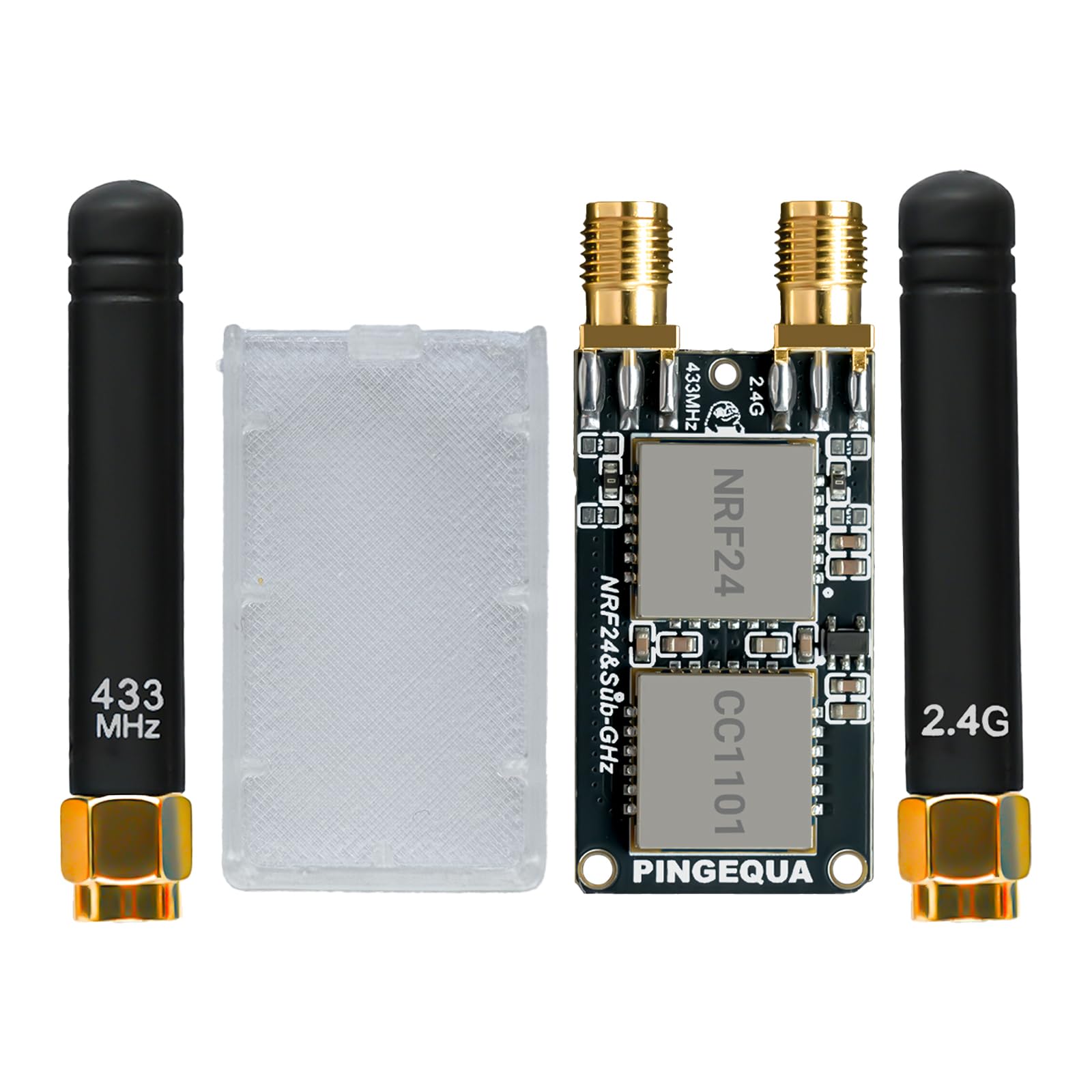 nRF24L01 + CC1101 RF 2-in-1 Development Board for Flipper Zero, Ultra-Compact 2.4GHz & 433MHz, High Performance, Auto-Switch (mit 3D-gedrucktem Gehäuse) RF Lab App-Ready White