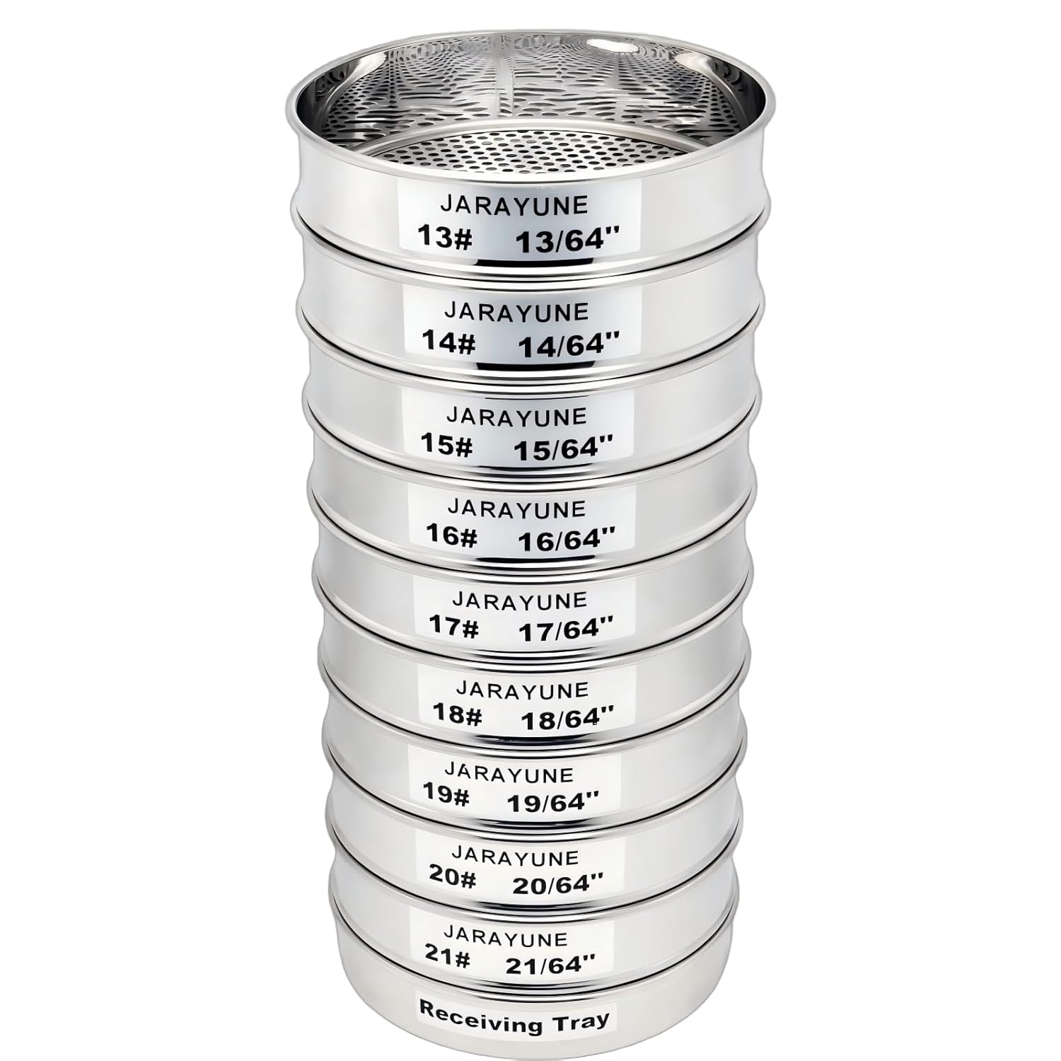 JARAYUNE Premium Stainless Steel Coffee Bean Grading Sieve Set #13-21: 9 Sizes, 8" Screens for Even Roasting - Roasters, Labs & Home Use