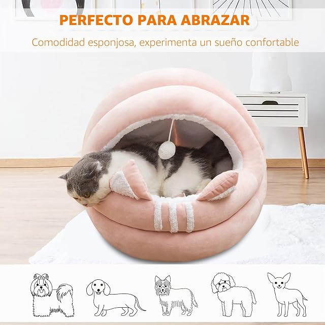 Foto 2 de 7 de PETCUTE Cama para Gato, Lavable para Gatos con Fondo Antideslizante, Canasta Caliente para Gatos