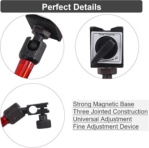 Miniatura 3 de KUIDAMOS Mini soporte de base magnética, base indicadora de dial, base magnética ajustable de 7.8 pulgadas con herramienta indicadora de tres