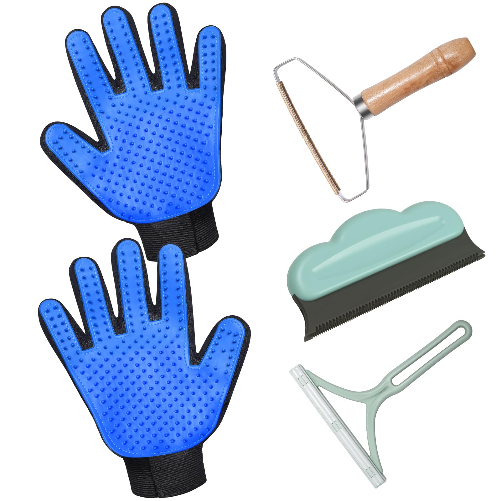 6 Pièce Kit De Gant Poils Animaux (2 Pièce Brosses Pour