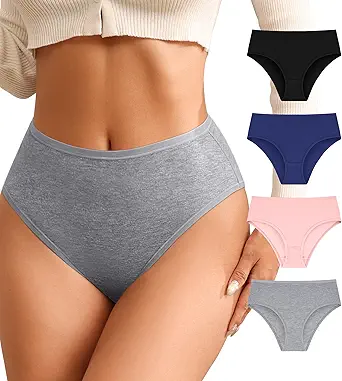 J-pone Womens High Waisted Bikini Underwear Smooth Hipster Panties Cheeky Underwear Breathable Ladies Panties 4 Pack