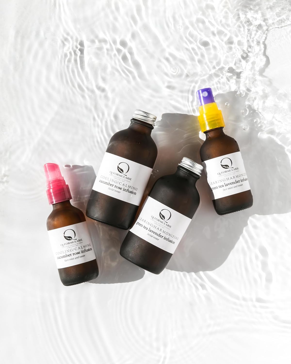 Cooling Calming Cucumber Rose Balancing Infusion Facial Toner, 4 oz. Glass Bottle