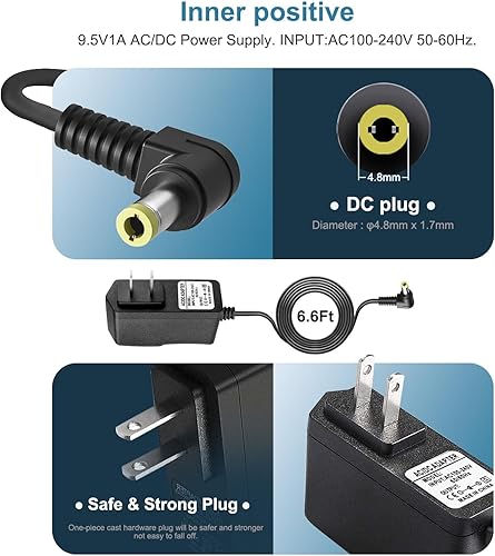 Miniatura 2 de Adaptador de corriente de cargador Casio de 9.5V Casio compatible con Casio Piano AD-E95100LU, Casio Keyboard SA-76, SA-77, SA-46, LK-135, WK-225,