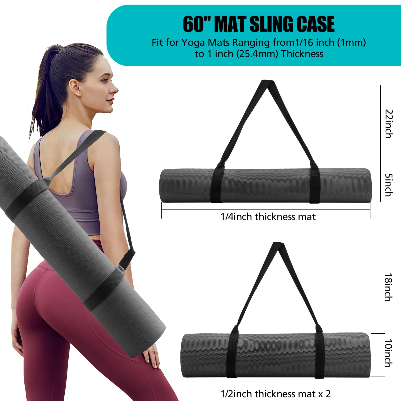 Tragegurt für Yogamatte, verstellbare dicke Gurte zum Tragen großer Matten, Stretchband