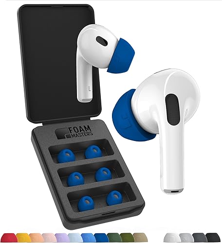 Foam Masters - Almohadillas de repuesto de espuma viscoelástica para AirPods Pro de 1a y 2a generación, 3 pares, Black Magic versión 6.0, cómodas,