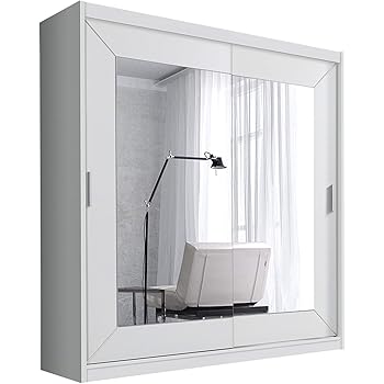 Schwebeturenschrank Alfa Kleiderschrank Mit Spiegel Modernes Schlafzimmerschrank Schiebetur Schrank Schlafzimmer 180 Cm Weiss Amazon De Kuche Haushalt