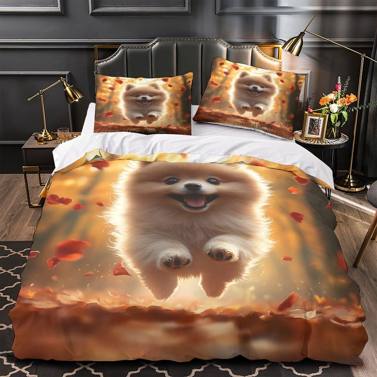 Parure de lit pingouin microfibre 3D housse de couette confortable 260x220cm fille