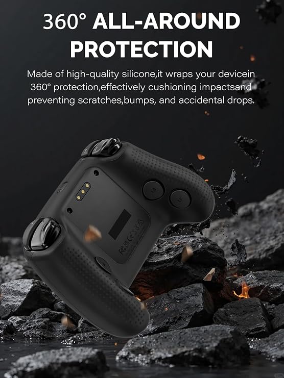 Case for Steam Controller 2 Game Console Controller with Thumb Grips, Slim Soft Silicone Protective Cover, Anti-Scratch, Shockproof, Black