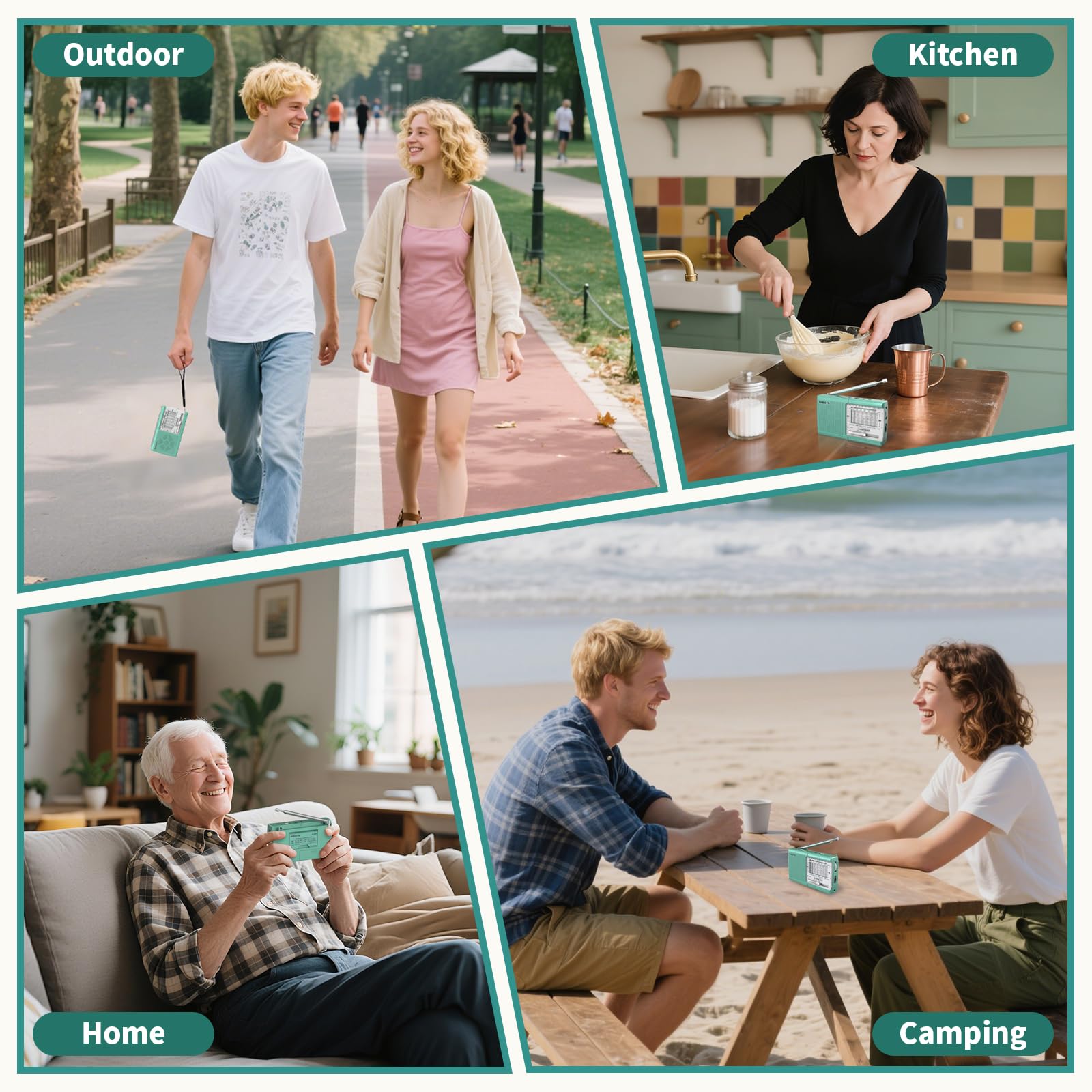 XHDATA D219 Radios Portable Am Fm with Strong Reception Compact Design, Small Battery Operated Transistor Radio(AA) Clear Sound Speaker Earphone Jack Ideal Gifts for Elder, Family, Outdoor, Green