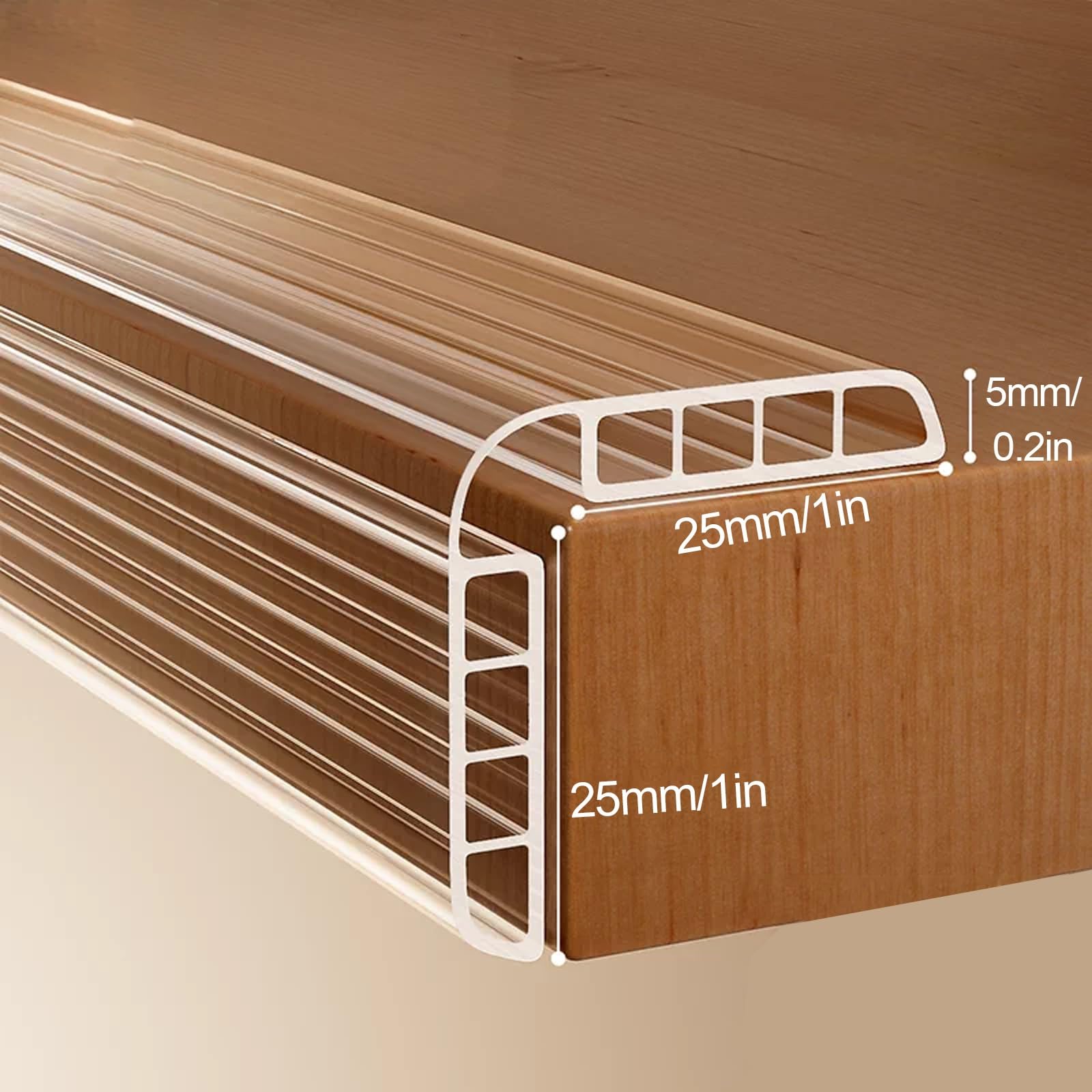 Eckenschutz für Möbel, Silikon-Kantenschutzstreifen, 19 mm/25 mm breit, Packung mit 6 m/10 m, 10 Ecken(10m+10corners,W:25mm/1in)