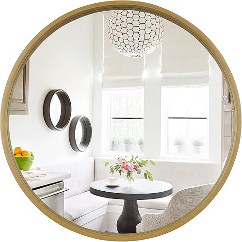 Miniatura 172 de WallBeyond Espejo redondo de madera de 24 pulgadas, espejo de pared circular para baño, espejo de pared redondo para decoración de pared, tocador