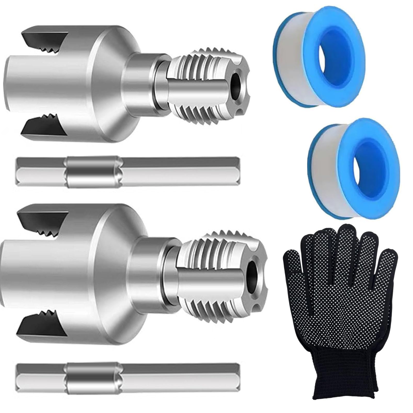 Ergonomic Random Copolymer Pipe Threader 4 Point 6 Point Set with Carbon Steel Tool and Protective Gloves for Water Pipe Maintenance Carbon Steel Pipes Threading Tool Set