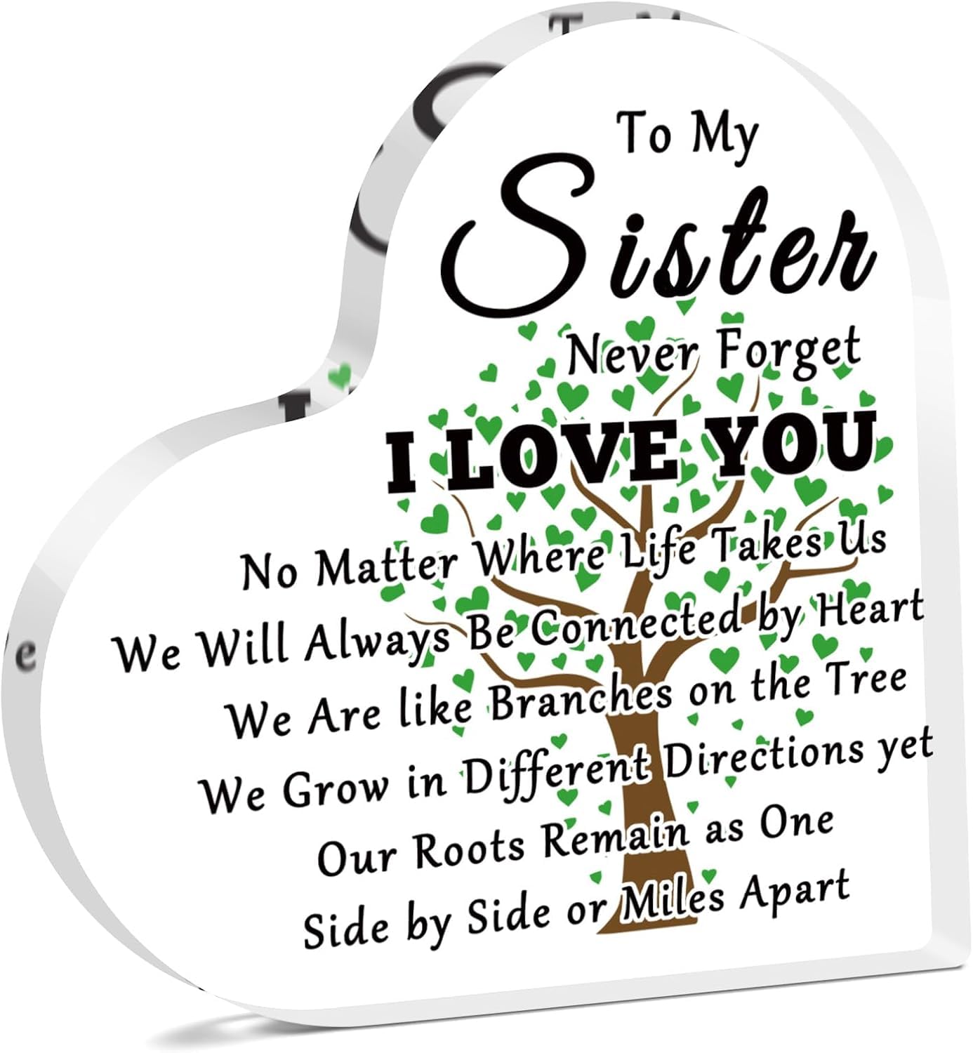 Sisters Gifts Acrylic Heart Keepsake Long Distance Friendship Gifts Graduation Birthday Presents for Big Little Sister Step Bonus Sister in Law Wedding Present Acrylic Plaque 6 x 6 inch